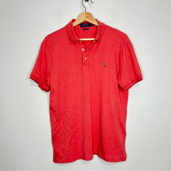 Polo Ralph Lauren Heathered Red Custom Slim Polo Medium - Picture 2 of 7